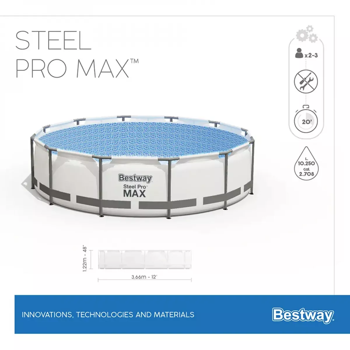 Бассейн каркасный 366x122 см с аксессуарами BESTWAY 56420 Бассейн каркасный 366x122 см с аксессуарами BESTWAY 56420
