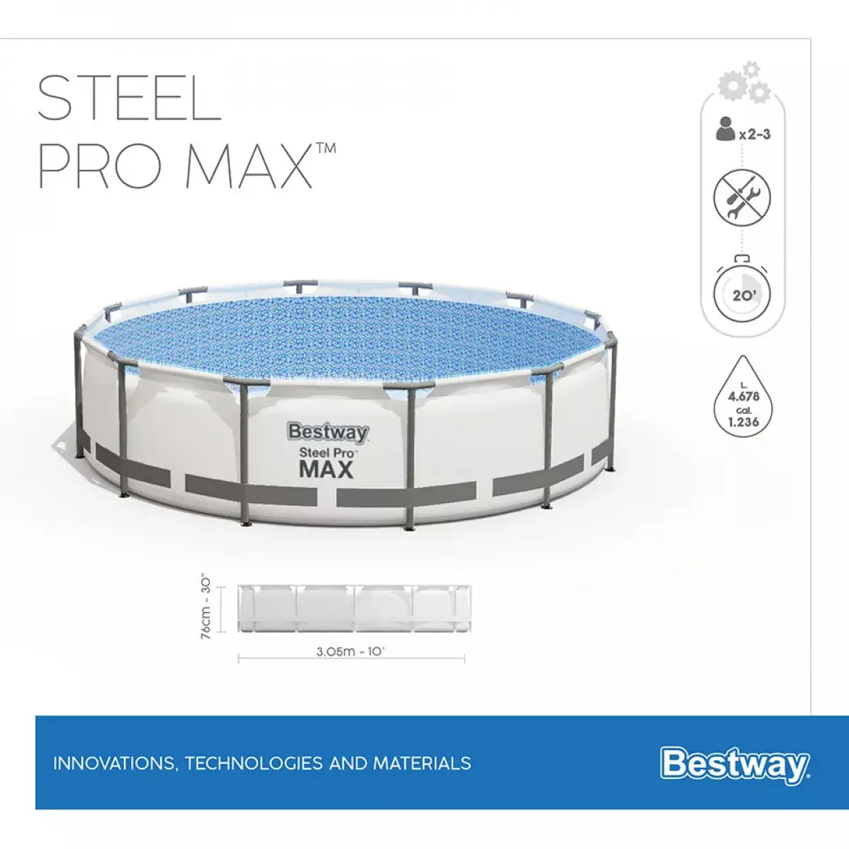 Бассейн каркасный 305x76 см с фильтром-насосом круглый BESTWAY 56408 Бассейн каркасный 305x76 см с фильтром-насосом круглый BESTWAY 56408