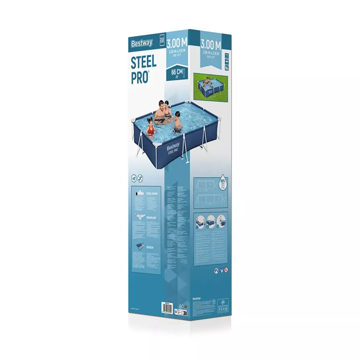 Бассейн каркасный 300x201x66 см прямоугольный без фильтра-насоса BESTWAY 56404 Бассейн каркасный 300x201x66 см прямоугольный без фильтра-насоса BESTWAY 56404